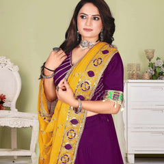 Purple Velvet Lehenga Choli with Sequin Work