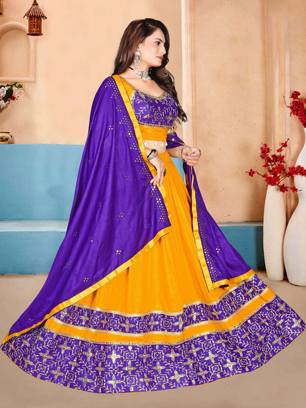 Lehenga Choli with Sequin Work & Printed Border