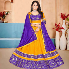 Lehenga Choli with Sequin Work & Printed Border