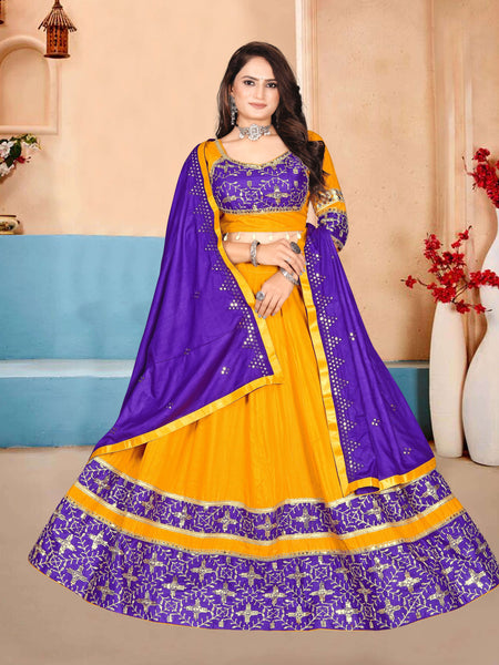 Lehenga Choli with Sequin Work & Printed Border