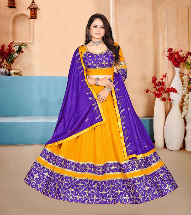 Lehenga Choli with Sequin Work & Printed Border
