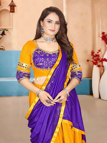Lehenga Choli with Sequin Work & Printed Border