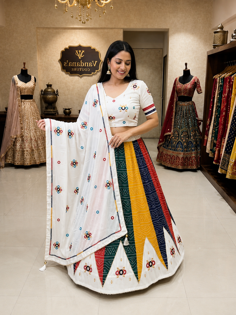 Cotton Bandhani Lehenga Choli with Patola Print Dupatta