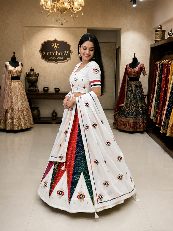 Cotton Bandhani Lehenga Choli with Patola Print Dupatta