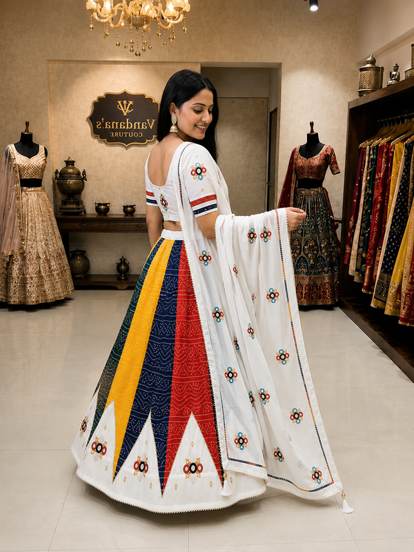 Cotton Bandhani Lehenga Choli with Patola Print Dupatta