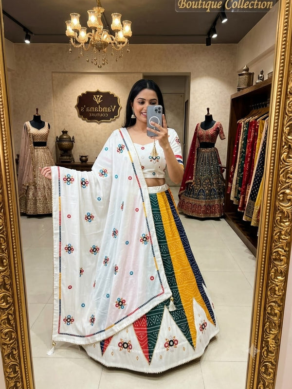 Cotton Bandhani Lehenga Choli with Patola Print Dupatta